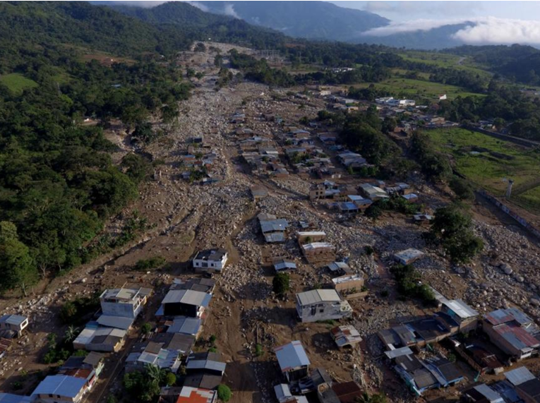Imagen de Mocoa, Putumayo, tras la afectación de una avenida torrencial